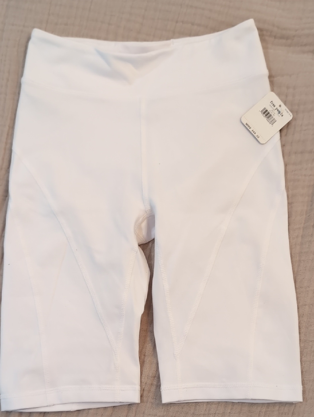 Free People White High-Waist Bike Shorts